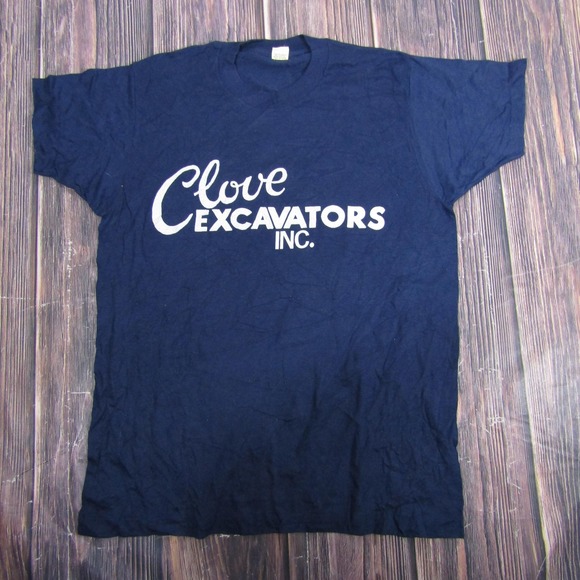 Screen Stars Other - Vintage Workwear Clove Excavators Shirt Mens XL Navy 50/50 Screen Stars USA 80s